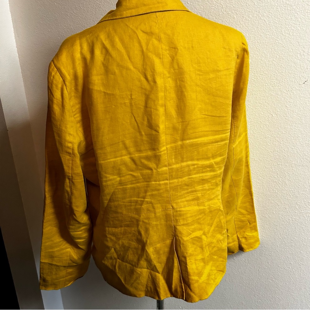 Miami blazer linen fully lined sz large scalloped lapel mustard good condition - Picture 3 of 4